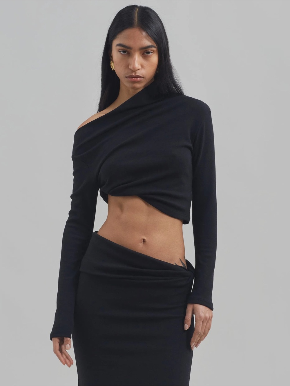 NWT The Frankie Shop | Margot Asymmetric Long Sleeve Crop Top | M/L